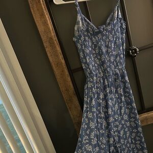 Floral Blue Spaghetti Strap Dress